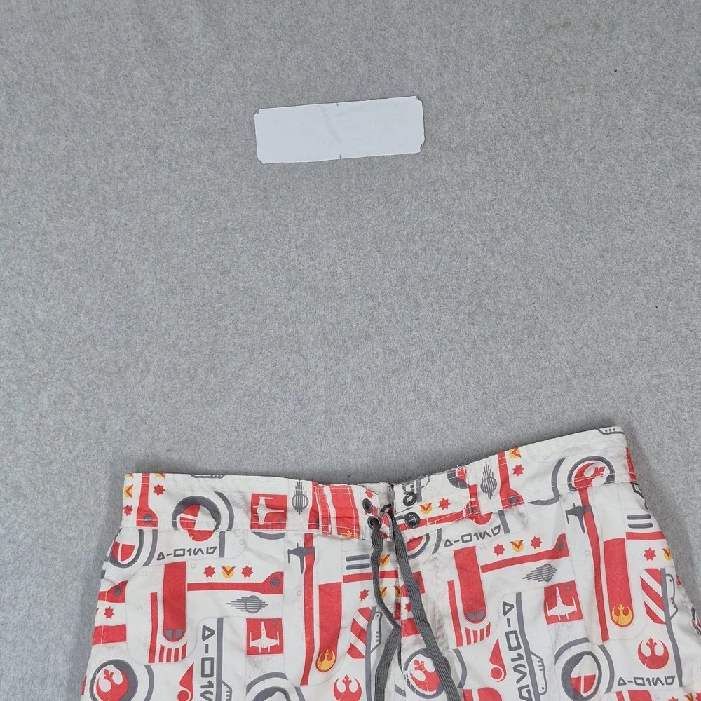Star Wars Men Swimwear 2XL White Swim Trunks Graphic Logo